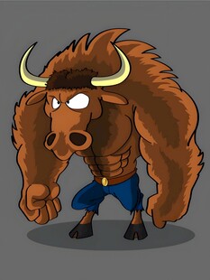 强壮野牛卡通形象
