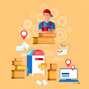 快递员与包裹的物流场景