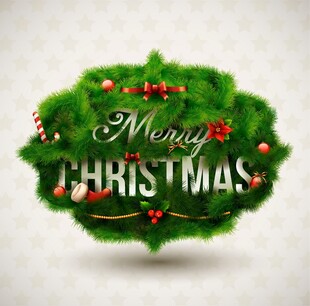 圣诞花环装饰文字图案