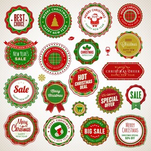圣诞促销徽章标签集合