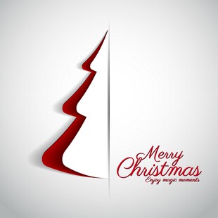 简约红色圣诞树圣诞祝福