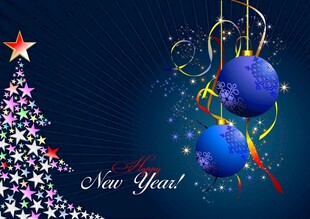 蓝色圣诞装饰贺新年