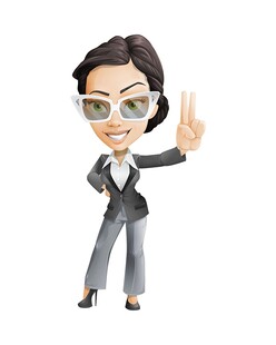 商务女性比耶造型人偶