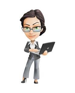 职业女性手持笔记本电脑形象