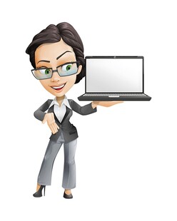 商务女性展示笔记本电脑