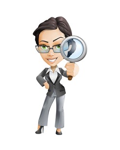 商务女性手持放大镜观察