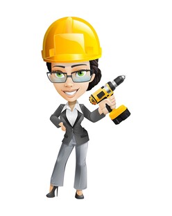 女工程师手持电钻搞维修