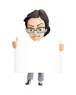 女士手持空白广告牌