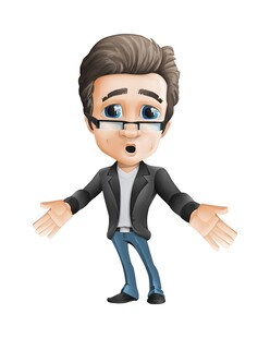 戴耳机的卡通商务男士