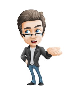 卡通男子伸手示意