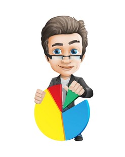 商务人士展示多彩扇形图