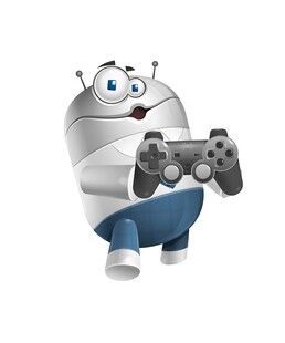 玩游戏的可爱卡通机器人