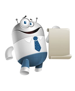 可爱机器人展示空白卷轴