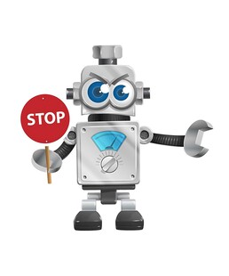 持停止牌的可爱机器人