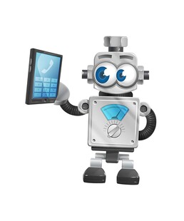 可爱机器人手持平板电脑