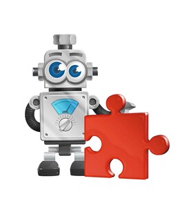 机器人拼红色拼图