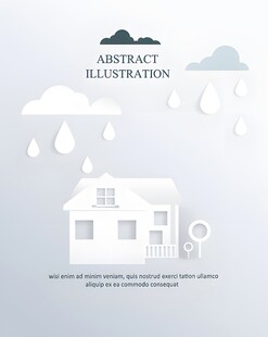 简约雨天房屋插画