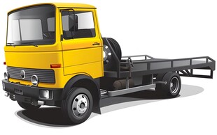 黄色平板载货卡车