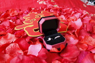 浪漫求婚钻戒玫瑰场景