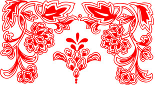 中式传统红色花卉装饰图案