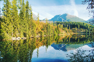 山林湖畔的美丽自然景观