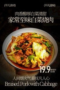 家常白菜焖肉美食海报