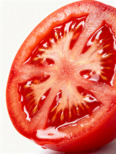 切开的鲜红多汁番茄