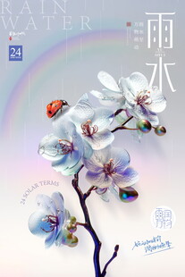 雨水中绽放的玉兰花