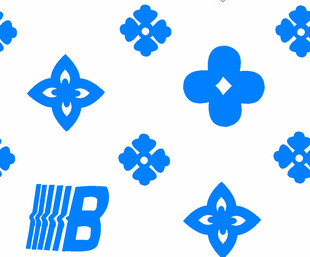 蓝色几何图案与标志组合