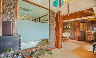 复古风木质客厅室内场景