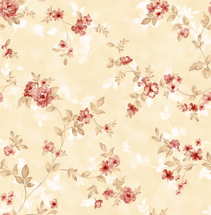 米黄色底复古花卉图案