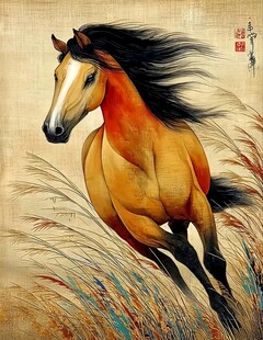 骏马国画