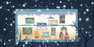 雪夜窗边的女孩