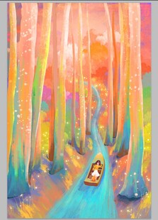 梦幻森林中的小船之旅