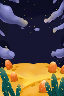 梦幻沙漠夜空下的奇幻景象