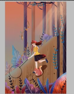 梦幻森林中的骑行女孩