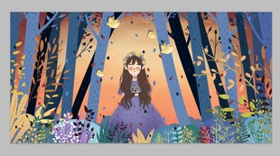 森林中独坐的梦幻女孩