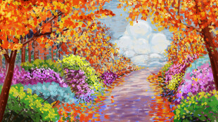 秋日缤纷小路梦幻风景