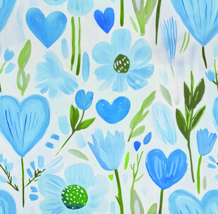 蓝色花卉爱心图案背景