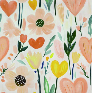 花卉爱心图案的清新背景