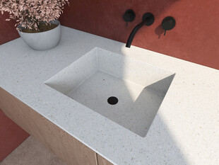 方形洗手台搭配绿植装饰