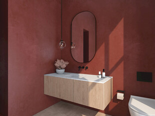 复古红调现代风浴室一角