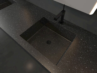 黑色水磨石洗手台设计