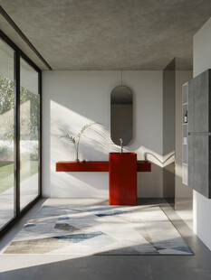 现代简约风室内红色长桌