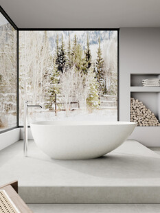 现代浴室中的雪景景观