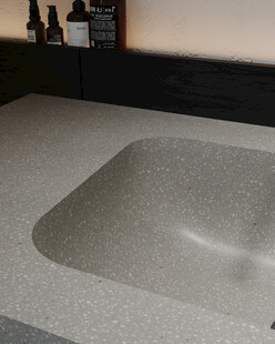 灰色洗手台台面特写