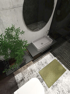 现代浴室一角绿植点缀