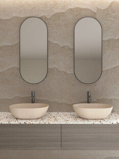 双洗手台搭配椭圆镜设计