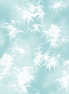 淡蓝背景下的白色竹叶图案