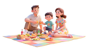 家庭户外野餐欢乐时光